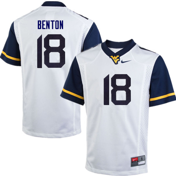 Men #18 Charlie Benton West Virginia Mountaineers College Football Jerseys Sale-White